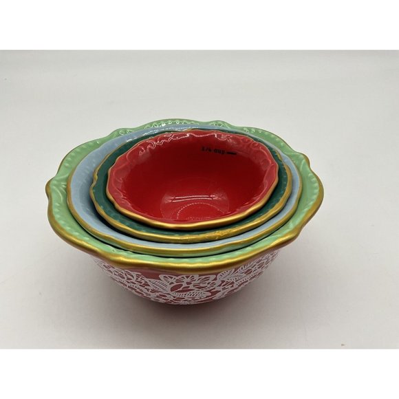 Pioneer Woman ~ Set Of 4 Nesting Measuring Bowls ~ Vintage Floral Kitchenware - Picture 4 of 16